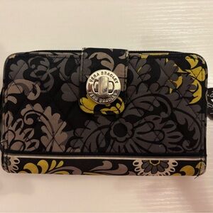 Vera Bradley Black, Yellow and Gray Floral Wallet